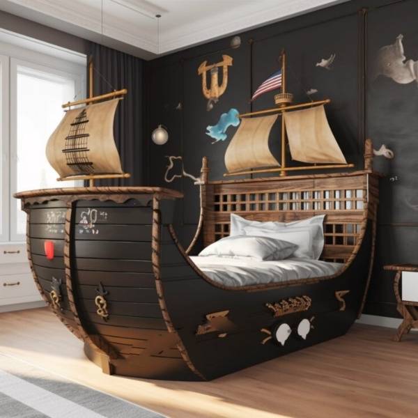 Ces lits de pirates font entrer la haute mer dans la chambre de votre enfant.
