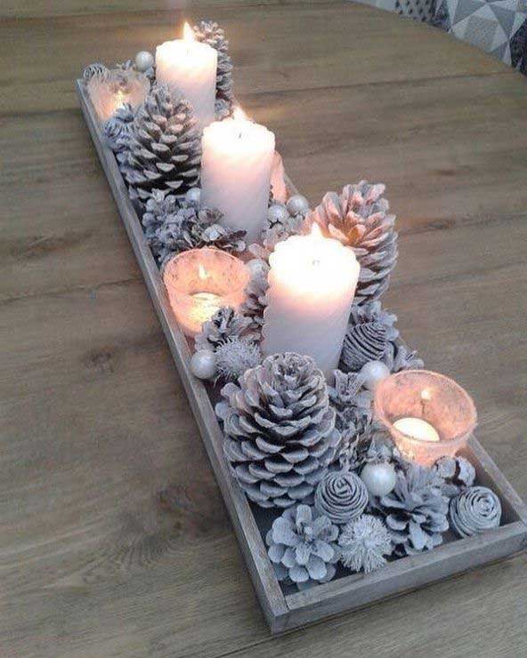 7 merveilleuses idées de centre de table de Noël avec des bougies