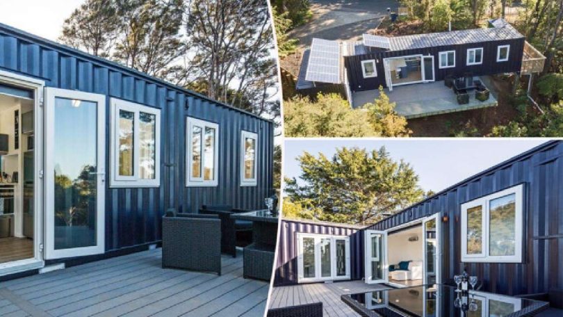 Cette splendide maison container avec panneaux solaires est cachée au cœur de la nature