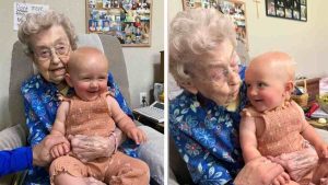 Une mamie a 100 ans le même jour que le premier anniversaire de son arrière-petit-fils - nous fêtons ce jour ensemble.