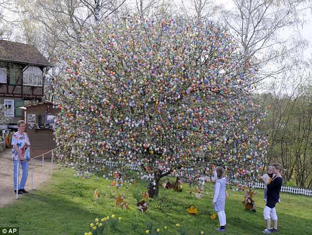 La fête pour le lapin de Pâques : Ce couple allemand décore l'arbre de son jardin avec 10 000 œufs peints.