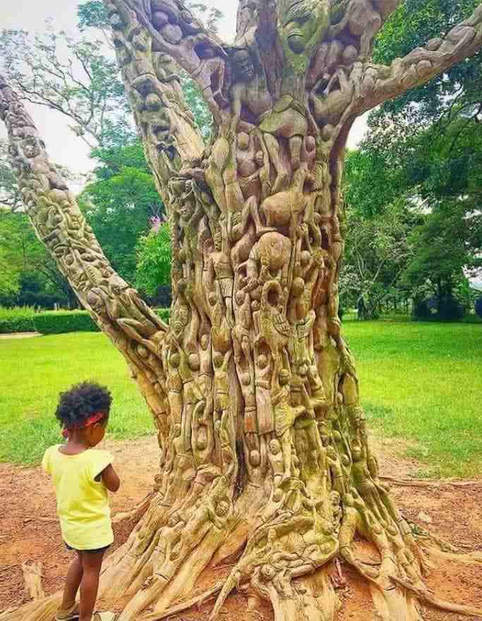 Un arbre sculpté dans des modèles en bois, qui est resté debout pendant plus de 300 ans