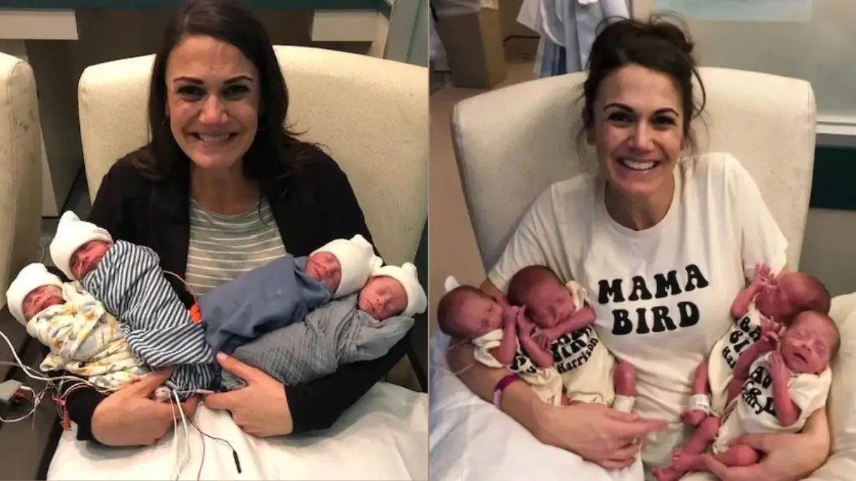 La mère a des quadruplés sans utiliser de traitement de fertilité, puis le médecin remarque quelque chose de spécial