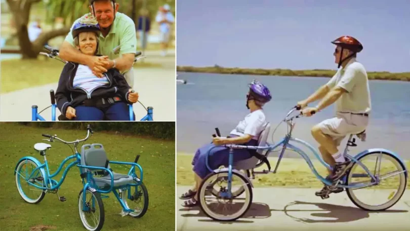Par amour pour sa femme handicapée - Il crée un vélo chaise roulante pour pouvoir l'emmener se balader