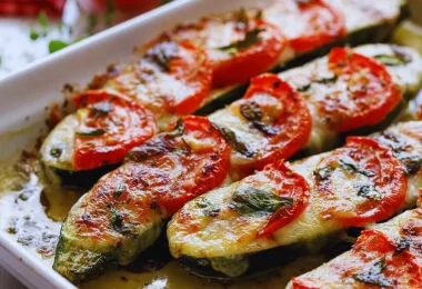 Courgettes rôties farcies aux tomates et mozzarella